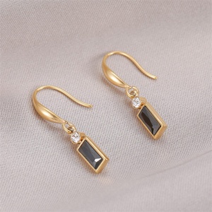 New Arrival Jewelry Stainless Steel Ear <b>Hook</b> <b>Earring</b> 18k Gold Plated Zircon Pendant <b>Earrings</b> - Product Image 2