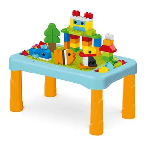 Kids DIY 60Pcs Bricks Multi-Functional Educational Block Table Building Desk Toy Block Building Tables