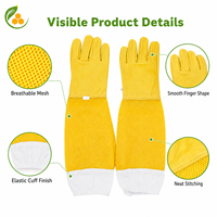 Gants d'apiculture pour temps chaud, paume en cuir de vache jaune, maille respirante 3D, manches longues, équipement de protection anti-piqûres d'abeilles