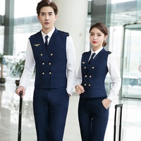 Uniforme scolaire d'aviation printemps-automne uniforme de travail à double boutonnage pour homme et femme veste blazer pantalon uniforme de compagnie aérienne