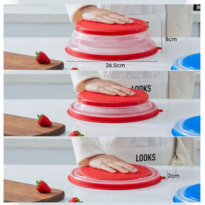 Piring Microwave silikon lipat penutup percikan makanan pelindung makanan plastik - Product Image 2