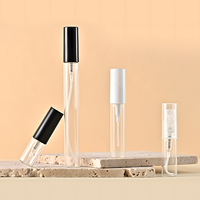 Flacon d'échantillon de parfum en verre transparent cylindrique mince de 5 ml de haute qualité, rechargeable, portable, vide, pour voyage, fiole de décanter de parfum
