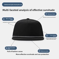 Gorra de Béisbol de Cinco Paneles Personalizada, de Secado Rápido, Impermeable, con Ventilación Perforada con Láser, Protección Solar, Visera Plana y Cordón Ajustable
