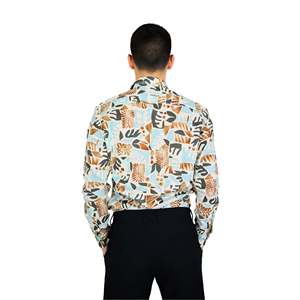 Camisa de Hombre 25S15CA Beige Estampada de Manga Larga para Uso Casual - Product Image 3