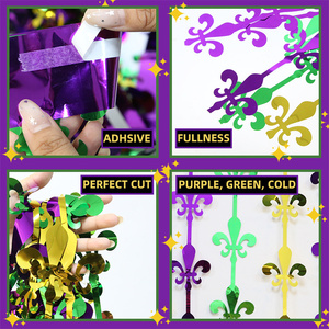 Décoration de fête, rideau de pluie irisée en PET, violet, vert, or, trois couleurs, fond à franges, utilisation intérieure, Nouvelle-<span class=keywords><strong>Orléans</strong></span> - Product Image 4