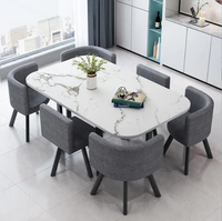 Table à manger moderne de luxe en acier inoxydable doré avec plateau en marbre pour salle à manger, ensemble de table à manger
