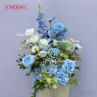 CM-TW022 Fleurs artificielles sur mesure, nouveau thème bleu, pour la décoration de fond de scène de mariage
