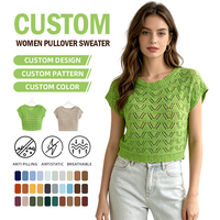 Hochwertige Gestrickte Einfarbige Damen-Strickwaren Maßgeschneiderte Schlichte Rundhals-Pullovers mit Bauchfrei-Design