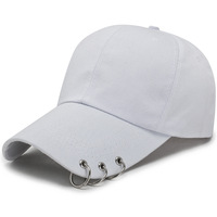Gorra de béisbol de 6 paneles de mezclilla desgastada con anillos metálicos, unisex, estilo retro urbano, gorra de alto rendimiento, hip hop atrevido, snapback común