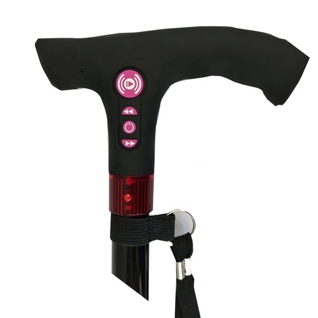 Smart Adjustable Walking Cane for Elderly Aluminium Walking Stick with LED Light & MP3