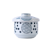Bols à soupe miso japonais avec couvercle et cuillère Bol à riz en céramique Ensemble de bols à nouilles pour la cuisine à domicile Ensemble de 4 tasses à vapeur pour crème anglaise