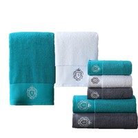 Coffret Cadeau de Luxe Trois Pièces : Serviettes de Bain et de Visage Carrées avec Logo Brodé S, en Coton Pur Épais et Très Absorbant