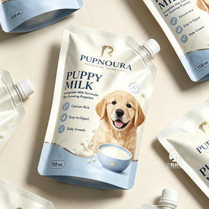 Bolsas de aluminio con boquilla para envasado de alimentos líquidos para mascotas, personalizadas de fábrica, para sopa de perro, caldo de hueso, leche para cachorros y productos funcionales. - Product Image 1
