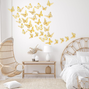 Autocollants papillons 3D colorés argent et or pour anniversaire, mariage, fête de la Saint-Valentin, décoration de gâteau, décorations murales - Product Image 2