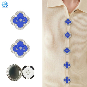 Quà Tặng Giáng Sinh <span class=keywords><strong>Fancy</strong></span> Nút Zeta phi Beta Màu Xanh Men Rhinestone Nút Bao Gồm Áo Sơ Mi Jewel 1920 Sorority Cufflink Dành Cho Phụ Nữ - Product Image 1