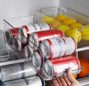 Hotsale餐具室组织透明可堆叠冰箱组织器苏打水罐组织器透明食品容器