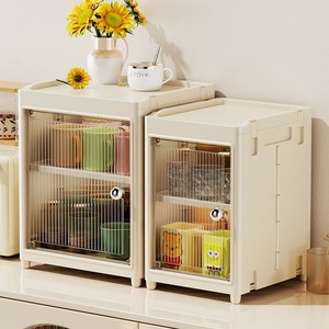 Desktop Cup Storage Cabinet With Door Dustproof Organizer For Home Kitchen Use Rectangle Standing Type 1 Layer - Product Image 2