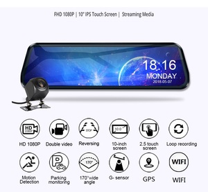 <span class=keywords><strong>Camera</strong></span> gương chiếu hậu ô tô 10 inch, cảm ứng, 1080P, WIFI, GPS, DVR, <span class=keywords><strong>camera</strong></span> hành trình, <span class=keywords><strong>camera</strong></span> lùi, hộp đen xe hơi, màu đen - Product Image 2