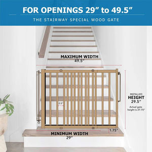 Barrière de sécurité pour <span class=keywords><strong>animaux</strong></span> de compagnie en bois réglable avec système de fixation par pression pour <span class=keywords><strong>escalier</strong></span> domestique - Product Image 3