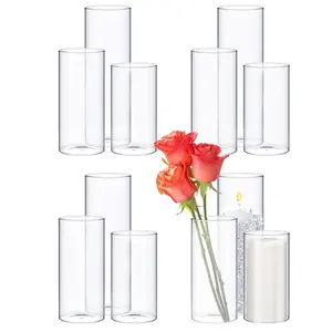 Современный нодический Декор для дома прозрачный, разные размеры, элегантная тонкая Круглая Плоская декоративная цилиндрическая стеклянная ваза для террариума