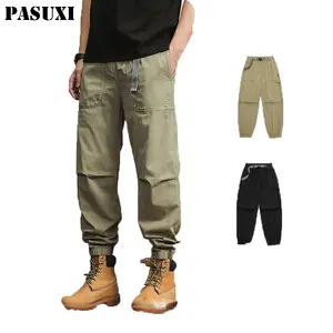 PASUXI Wholesale Fashion Outdoor Summer New Loose Buckle Belt Design Beam Pants Mens Overalls With Pocket