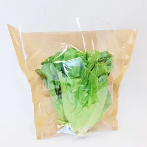 अनुकूलित बायोडिग्रेडेबल बीओपीपी+क्राफ्ट पेपर श्रिंक रैप फ्लेक्सो मुद्रित ताजी जड़ी-बूटियाँ सलाद पैकेजिंग सलाद तुलसी अन्य सब्जियां