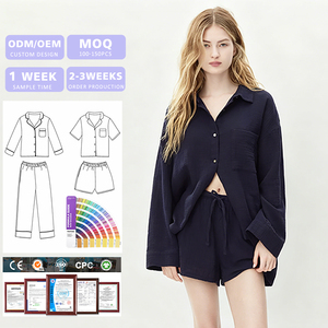 Hot Sale <b>Summer</b> New Solid Color Loose Fashion Long Sleeve T Shirt Casual Shorts Two Piece Sets Loungewear <b>for</b> Women - Product Image 1