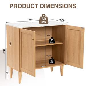Set di 2 <span class=keywords><strong>Credenze</strong></span> Moderne Ecologiche con Ripiani Regolabili, Tavolo in Legno, Console per Soggiorno e Bar - Product Image 5