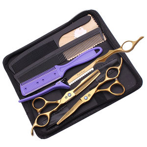 Ensemble de ciseaux de barbier, kit complet de coiffure, acier japonais, ciseaux droits, ciseaux à effiler, peigne, outils multiples, usage en salon et à domicile, 1011KC - Product Image 2