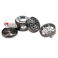 GZ3363506 Moulin à herbes à tabac en alliage de zinc métallique à 4 couches de couleur arc-en-ciel de 63 mm avec accessoires pour fumer