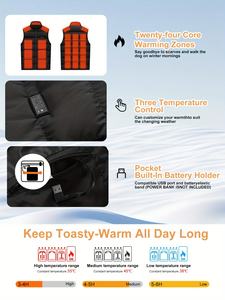 Gilet Unisex intelligente riscaldato 21 Zone con Logo personalizzato a temperatura intera impermeabile a temperatura costante e resistente al vento/gilet esterno - Product Image 3
