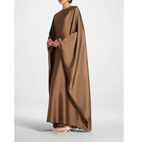 Abaya décontractée en satin pour femme, style papillon, robe d'été arabe, col rond, maxi, polyester, fermeture éclair au dos, légère, respirante, grande taille