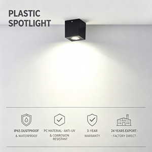 Projecteur extérieur IP54 en matériau PC, base <span class=keywords><strong>GU10</strong></span> - Éclairage côtier anti-corrosion, lampe spot carrée à montage en surface S1603 - Product Image 1