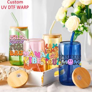 Autocollant <span class=keywords><strong>en</strong></span> film vinyle personnalisé de 16 oz coloré UV pour les emballages de bouteilles et de tasses <span class=keywords><strong>en</strong></span> verre DTF avec caractéristiques imperméables au design de la fête des mères - Product Image 5