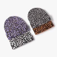 Bonnet unisexe 100 % acrylique personnalisé avec logo, motif léopard et crâne, idéal pour les voyages et les activités de plein air, en tissu courant, vente en gros
