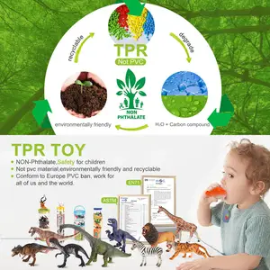 Material TPR Brinquedo de plástico macio ecologicamente correto e reciclável elástico TPR dinossauro