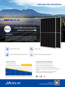 Paneles solares de uso doméstico <span class=keywords><strong>410W</strong></span> Precio de fábrica <span class=keywords><strong>JA</strong></span> Jinko Longi Trina 420W <span class=keywords><strong>410W</strong></span> 405W 400W Nivel 1 Panel solar <span class=keywords><strong>JA</strong></span> JAM54S30 - Product Image 6