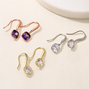 ต่างหูแฟชั่น RAKOL รุ่น EP5268 ปี 2025 ต่างหูทรงสี่เหลี่ยมประดับเพชรคิวบิกเซอร์โคเนียระยิบระยับสำหรับผู้หญิง ต่างหูเงินแท้ 925 - Product Image 4