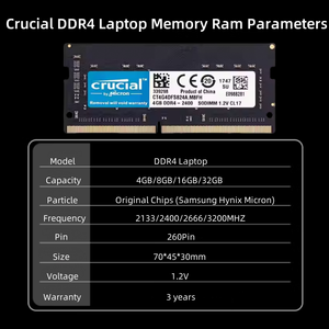 Crucial <span class=keywords><strong>RAM</strong></span> DDR4 <span class=keywords><strong>4GB</strong></span> 8GB 16GB 2133 2400 2666 Mhz SODIMM DDR4 Laptop <span class=keywords><strong>Ram</strong></span> PC4 3200 19200 21300 260PIN 25600 V - Product Image 2