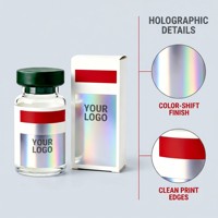 Étiquette personnalisée en verre pour flacon de laboratoire avec impression argentée et code QR de vérification pour l'identification de la marque
