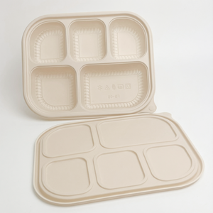 Boîte alimentaire premium en amidon de maïs à <span class=keywords><strong>5</strong></span> <span class=keywords><strong>compartiments</strong></span> de 39 oz, compatible micro-ondes et congélateur, barquette jetable pour préparation de <span class=keywords><strong>repas</strong></span> - Product Image 3