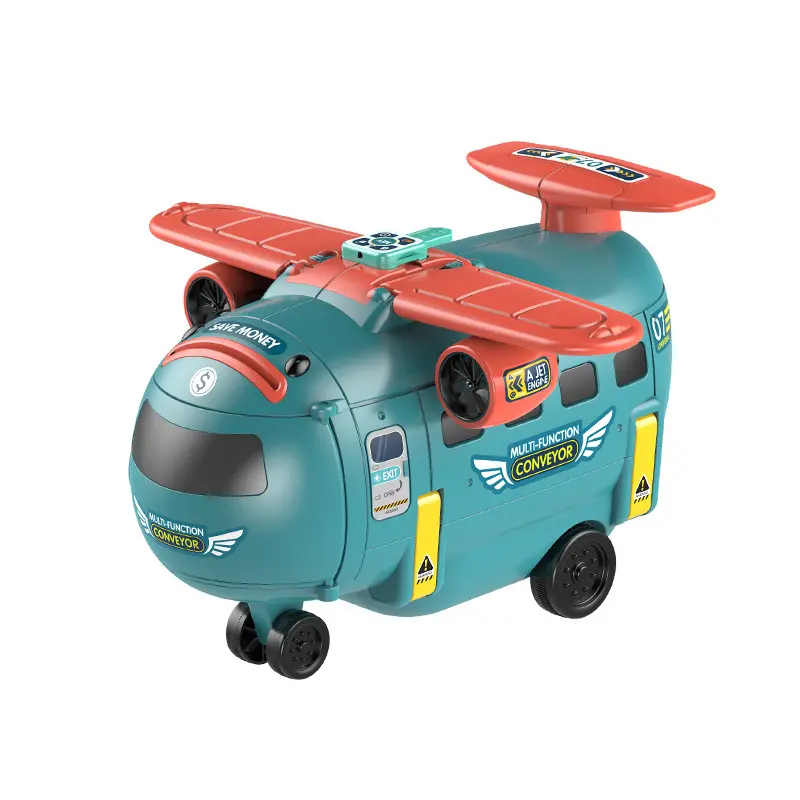 青い子供のおもちゃの車の赤ちゃんの変形早期教育航空航空機の男の子慣性パズル多機能車のお金のタンク