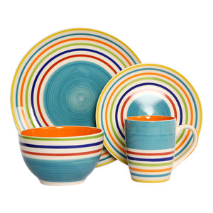 Vajilla de Cerámica Pintada a Mano con Rayas, Juego de Cerámica para el Hogar - Product Image 5