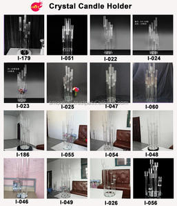 Bougeoirs en cristal transparent lisses, décorations de mariage, candélabres en cristal, centres de table - Product Image 3