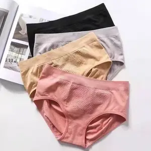 Women Sexy Underwear 3D Honeycomb Briefs Mid Waist Panties for Women Adults Knitted Plain Dyed Sex Women Hot Panties Hipster