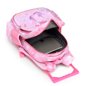 14 인치 만화 고정 트롤리 학교 가방 어린이 방수 초등학생 배낭 카트 소년 소녀 - Product Image 4