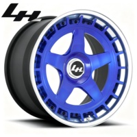 Jantes forgées concaves profondes en deux parties 18/22 pouces, finition bleu brillant, baril poli, rivets Beadlock noirs, sur mesure, PCD 5x120, compatibles BMW