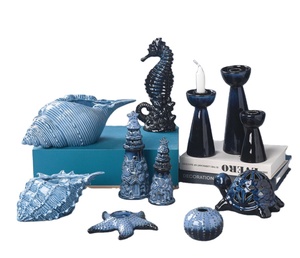 Décoration d'été en céramique Pot et vase en coquille et conque Décoration <span class=keywords><strong>de</strong></span> la mer Pot et bougeoir Décoration <span class=keywords><strong>de</strong></span> la maison en céramique - Product Image 1