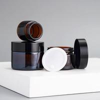 Pot en verre cosmétique de 50g (1.7OZ) ambré brun à large ouverture, idéal pour le voyage, pour fards à paupières, ongles, lèvres et crèmes pour le visage