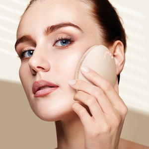 뷰티 기기 무선 진동 실리콘 페이셜 워시 브러시 가열 각질 제거제 딥 클렌징 IPX7 방수 3 강도 - Product Image 1